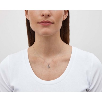 Pendente em ouro branco 9 kt com zircónia e coração