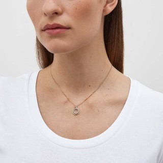 Pendente círculo em ouro amarelo de 9k e zircónias cúbicas com ródio
