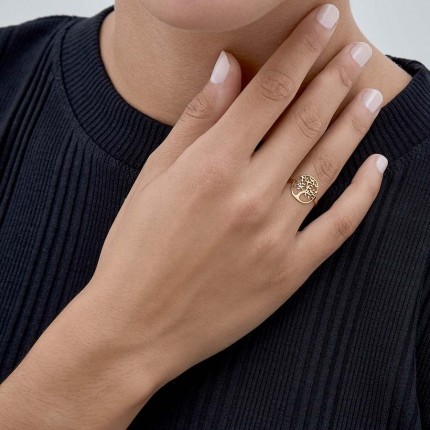 Anel em ouro amarelo 9 kt com árvore da vida