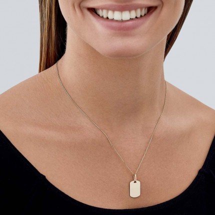 Pendente em ouro amarelo 9 kt placa retângular