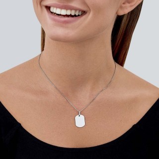 Colgante de oro blanco 9K con placa