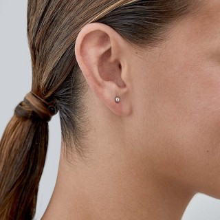Pendientes de oro blanco 9K con bola 4MM