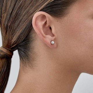 Pendientes de oro blanco 9K con bola 7MM