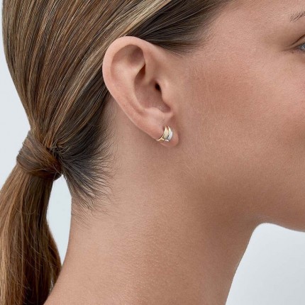 Pendientes de oro bicolor 9 KT con barras y cruz