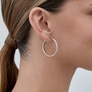 Pendientes Aro de oro blanco 9 KT de 30mm