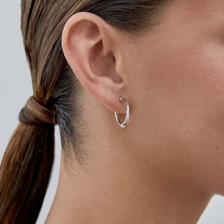 Pendientes de aro bicolor en oro 9K cruzados dobles