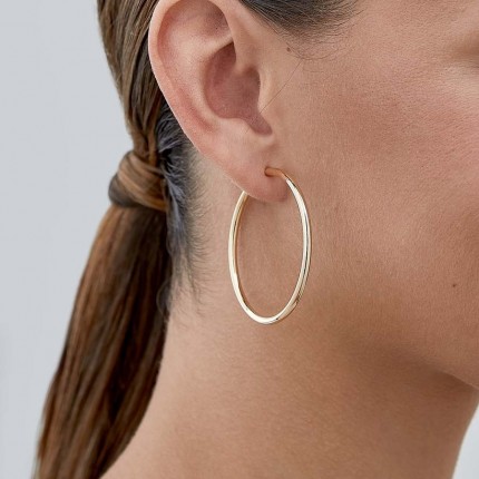 Pendientes de aro de oro amarillo 9K lisa 40MM