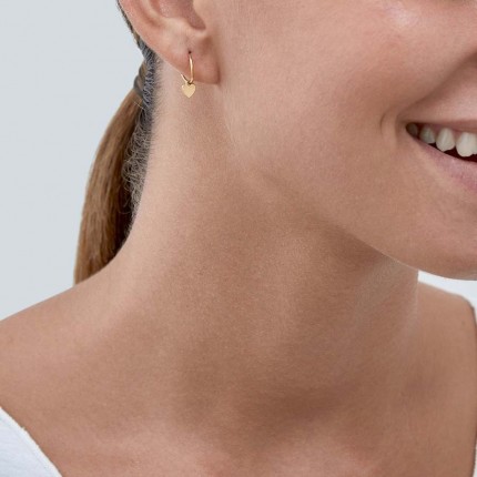 Pendientes Aro de oro amarillo 9 KT con corazón