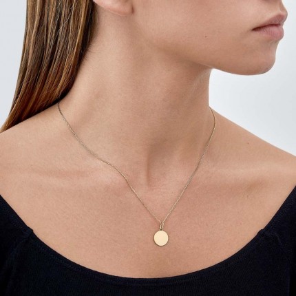 Pendente em ouro amarelo 9K com placa redonda