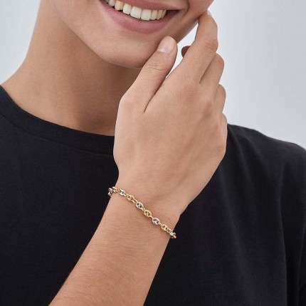 Corrente em ouro bicolor 9K com calabrote