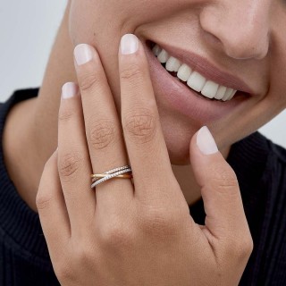 Anillo de oro tricolor 9 KT triple