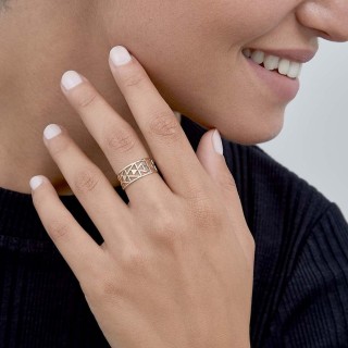 Anel em ouro amarelo 9 kt perforado