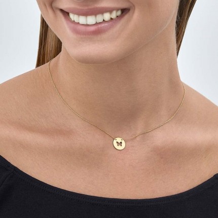 Collar de oro amarillo 9 KT con 40 cm con mariposa