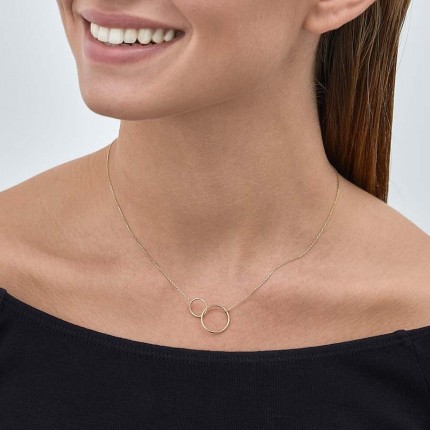 Collar de oro amarillo 9 KT con 2 círculos de 42cm