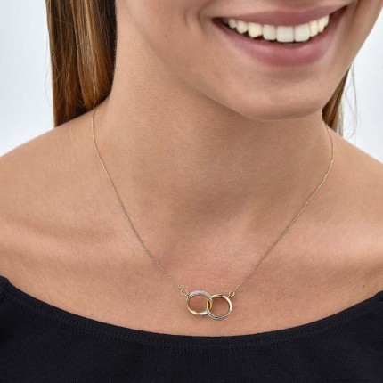Colar em ouro amarelo 9 kt com círculos de 42cm
