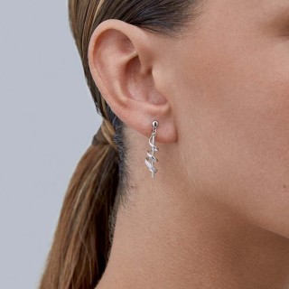 Brincos em ouro branco 9K espiral e diamante 0.008CT