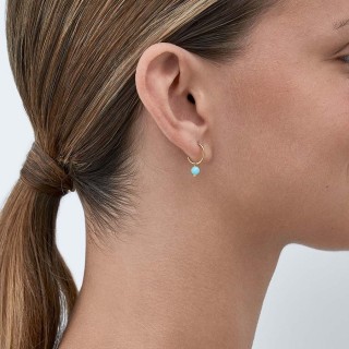 Pendientes Aro de oro amarillo 9 KT turquesa de 4 mm