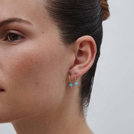 Pendientes Aro de oro amarillo 9 KT turquesa de 4 mm