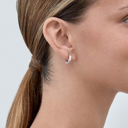 Pendientes Aro de oro blanco 9 KT planos de 10mm