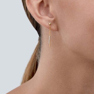 Pendientes de oro bicolor 9 KT con barras