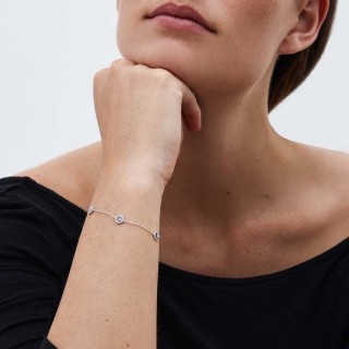 Pulseira ouro branco 9 kt 4 círculos e zircónia