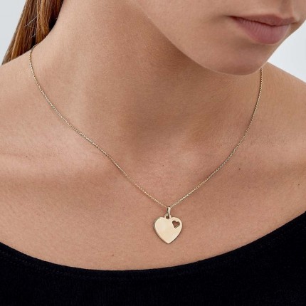 Pendente de coração em ouro amarelo 9K com coração vazado