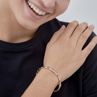 Pulseira plaqueado a ouro trançada e rígida de 4MM