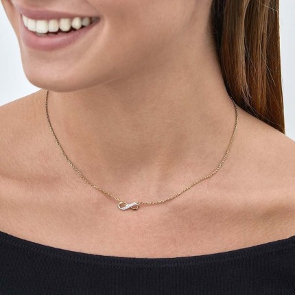 Colar plaqueado a ouro bicolor infinito zircónia 40+3CM