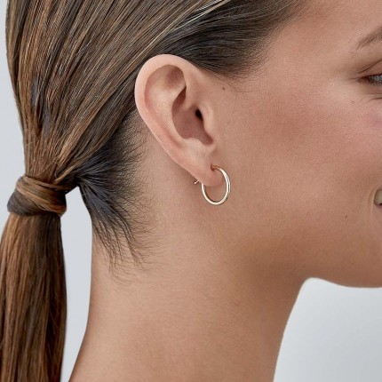 Pendientes de aro bañados en oro lisos 15MMx2MM