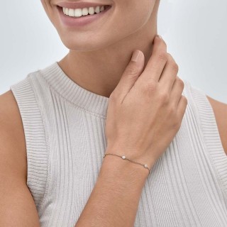 Pulsera bañada en oro con chatones y circonita de 16CM