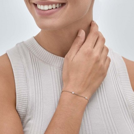 Pulsera bañada en oro con chatones y circonita de 16CM