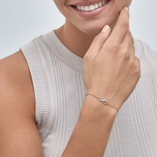 Pulsera bañada en oro con infinito y circonita 18CM