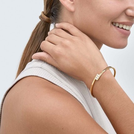 Pulseira Rígida Banhada a Ouro Trilogia de Zircónias