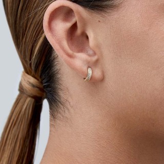 Pendientes de aro bañado en oro dorados con circonitas 10 mm