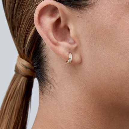 Brincos de aro banhados em ouro com zircónias 10 mm