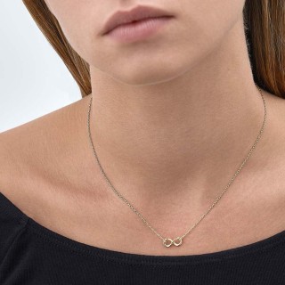 Collar bañado en oro de oro amarillo con colgante infinito