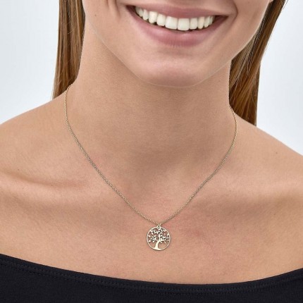 Collar bañado en oro amarillo colgante árbol de la vida