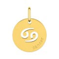 Medalha redonda do Horóscopo caranguejo em ouro amarelo 9K