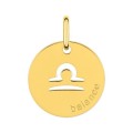 Medalla colgante redonda Horóscopo Libra de oro amarillo 9K