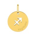 Medalha redonda do Horóscopo de sagitário em ouro amarelo 9K
