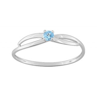 Anillo de oro 9K diseño ondas con topacio azul central