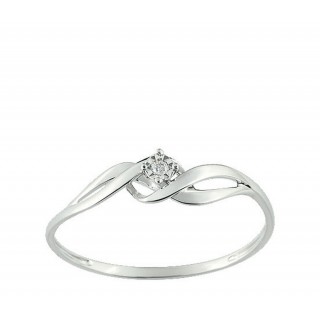 Anillo de oro blanco 9K con diamante 0.01 ct