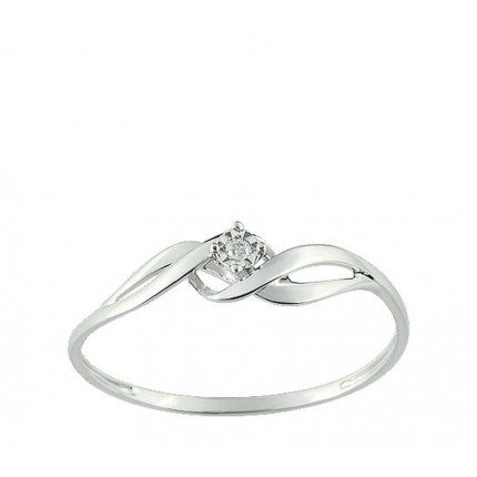 Anel em ouro branco 9K com diamante de 0.01 ct