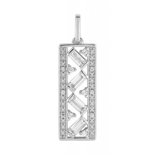 Colgante rectangular de oro blanco de 18K circonitas