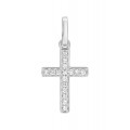 Pendente em cruz em ouro branco 18K com diamante de 0.06 ct
