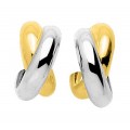 Brincos em ouro 18K bicolor de design s em X fecho pressão