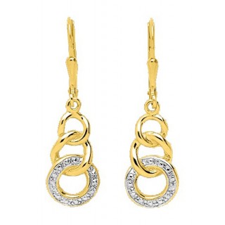Brincos em ouro amarelo 18K com 3 anéis interligados