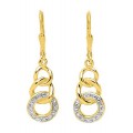 Brincos em ouro amarelo 18K com 3 anéis interligados