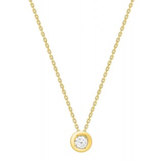 Collar de oro amarillo de 18K con diamante 0.18 ct en chatón de 42 cm