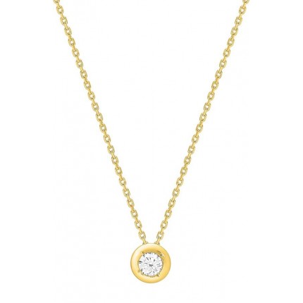 Colar em ouro amarelo 18K com diamante de 0.18 ct em chaton de 42 cm